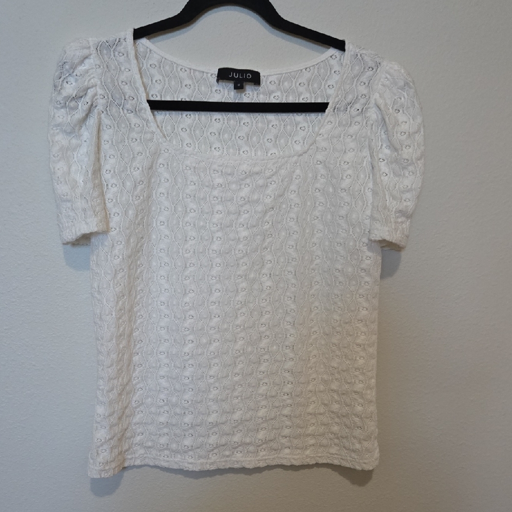 Julio Elegant White Eyelet Blouse